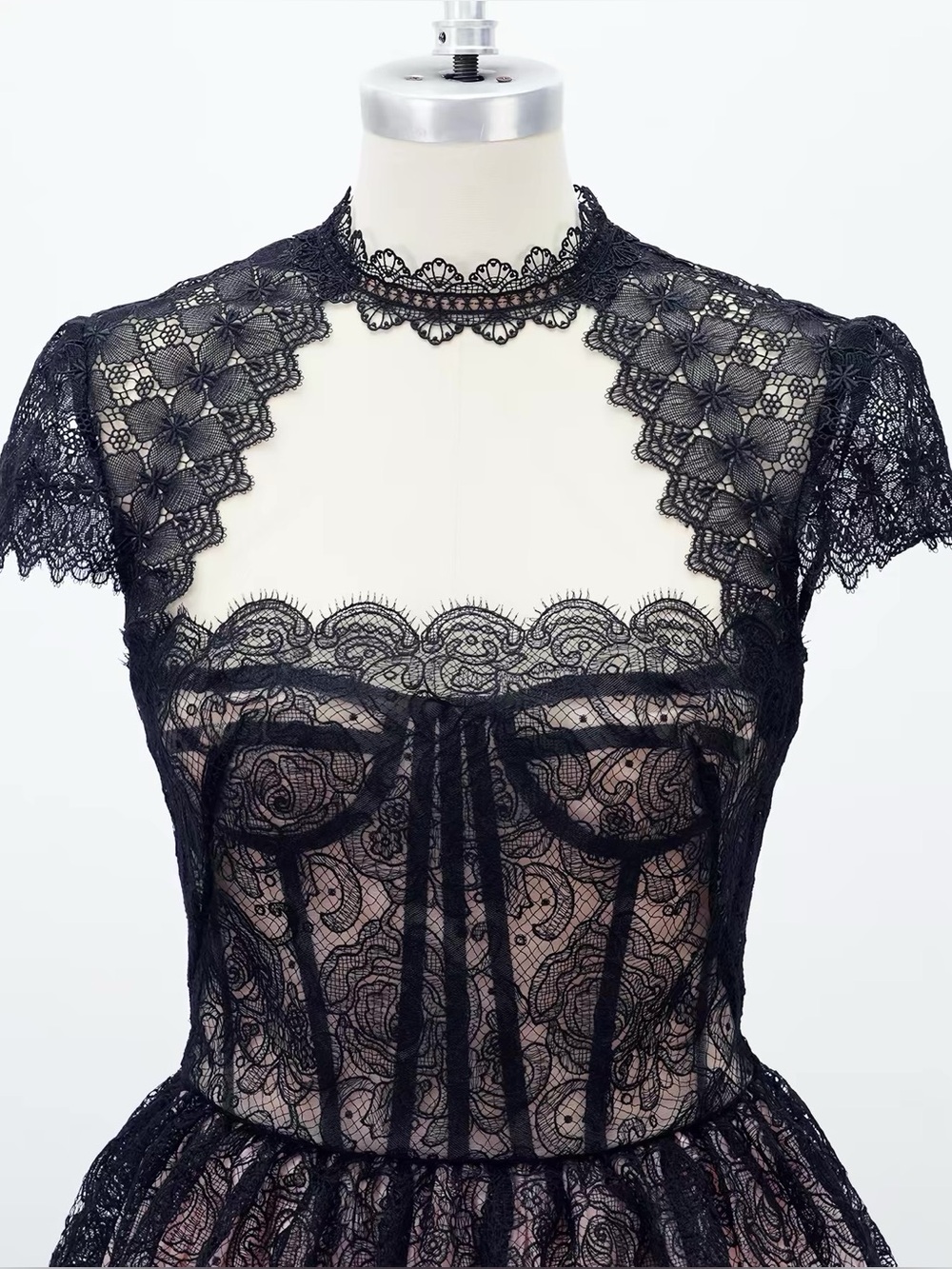 Bronx and Banco Black Lace Mini with Blush Underlayer - Picture 7 of 8